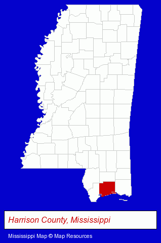 Harrison County, Mississippi locator map