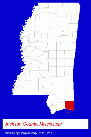Mississippi map, showing the general location of Legacy Insurance