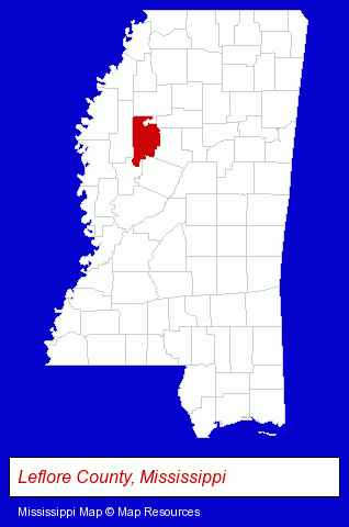 Mississippi map, showing the general location of Pillow Academy