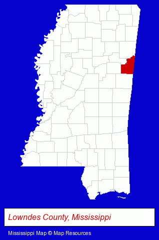Mississippi map, showing the general location of Burkhalter Rigging Inc