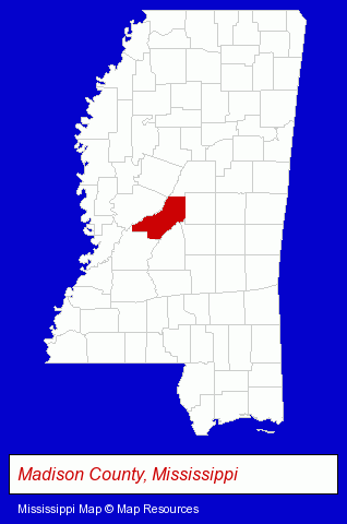 Mississippi map, showing the general location of Eugene C Brown Jr DDS