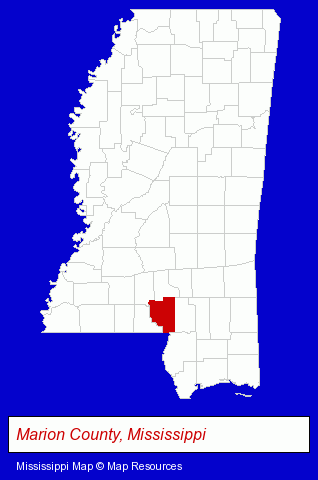 Mississippi map, showing the general location of Jowin Express Inc