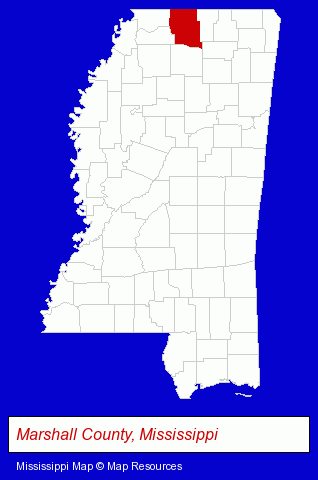 Mississippi map, showing the general location of Camco Roofing Supplies