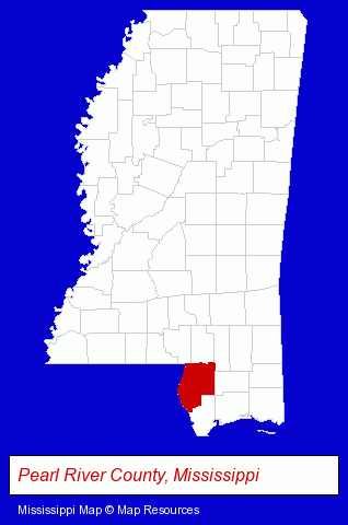 Mississippi map, showing the general location of Phillips Building Supply