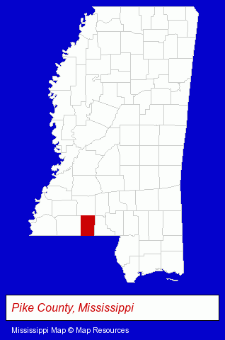 Mississippi map, showing the general location of Thrift Home Care