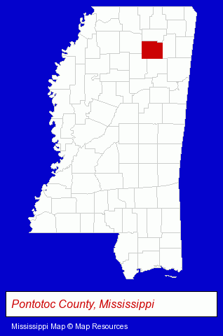 Mississippi map, showing the general location of Willard Small Engine