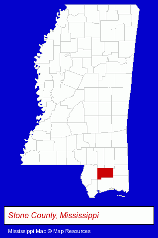 Mississippi map, showing the general location of Hood Industries