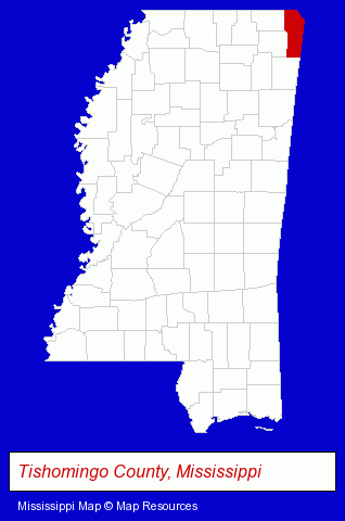 Mississippi map, showing the general location of Town & Country Furniture Company