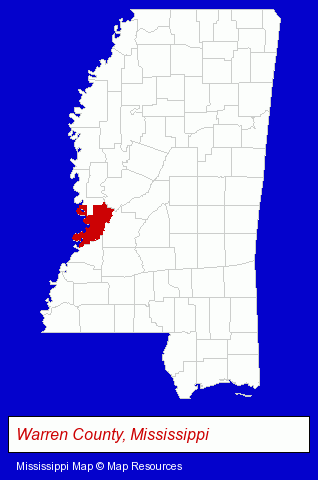 Mississippi map, showing the general location of Tomato Place