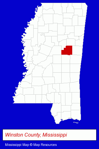 Mississippi map, showing the general location of East Mississippi ELEC Power