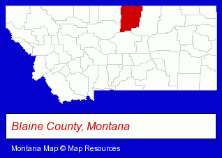 Montana map, showing the general location of Chinook High School