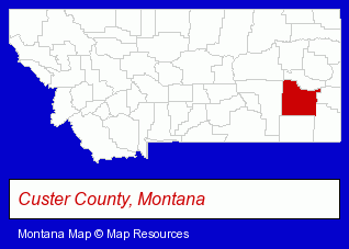 Montana map, showing the general location of Miles City Public Library