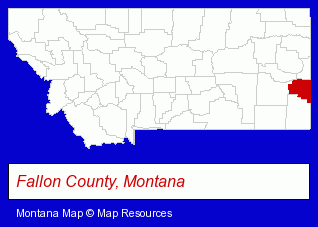 Montana map, showing the general location of Plevna High School