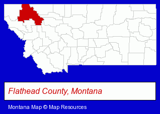 Montana map, showing the general location of Whitefish Quilts & Gifts