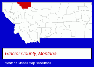 Montana map, showing the general location of Cut Bank School District