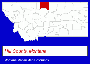 Montana map, showing the general location of Thomas Clyde R