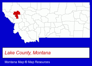 Montana map, showing the general location of Salish Kootenai College