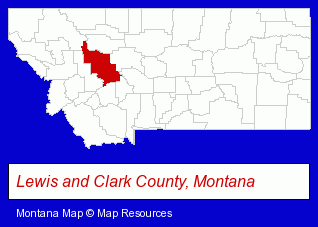 Montana map, showing the general location of First Lutheran Church