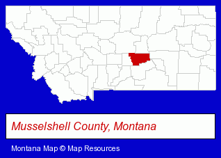 Montana map, showing the general location of Musselshell Valley Equipment