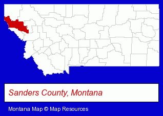 Montana map, showing the general location of Amber Bear Inn