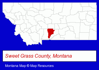 Montana map, showing the general location of Sweet Grass Ranch