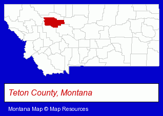 Montana map, showing the general location of Dutton State Bank