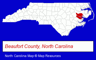 North Carolina map, showing the general location of Adventure Wildlife Service