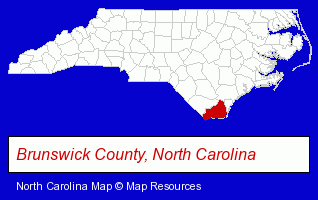North Carolina map, showing the general location of Bayside Electric Supply