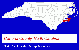 North Carolina map, showing the general location of Crystal Coast Family Practice - Cas M Cader MD