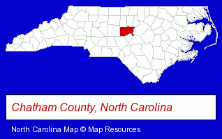 North Carolina map, showing the general location of Laurels of Chatham