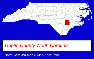 North Carolina map, showing the general location of Brown & Thigpen Auctions