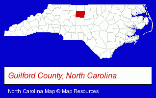North Carolina map, showing the general location of Carolina's Diner
