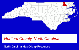 North Carolina map, showing the general location of Ahoskie Public Library