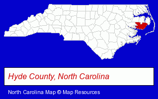 North Carolina map, showing the general location of Captain's Landing