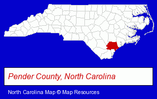North Carolina map, showing the general location of White Tractor CO Inc
