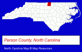 North Carolina map, showing the general location of Roxboro Animal Hospital - Aric Sabins DVM