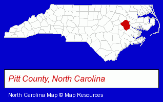North Carolina map, showing the general location of Parkers Barbecue Restaurant