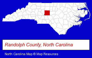 North Carolina map, showing the general location of Randolph County Board of Education