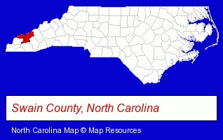 North Carolina map, showing the general location of Nantahala Village