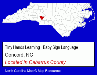 North Carolina counties map, showing the general location of Tiny Hands Learning - Baby Sign Language