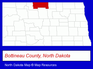 North Dakota map, showing the general location of Lervik & Johnson