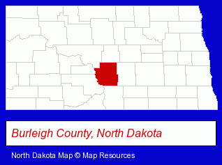 North Dakota map, showing the general location of Bismarck Landscaping & Service