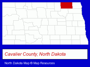 North Dakota map, showing the general location of Dakota Curling Supply