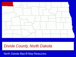 North Dakota map, showing the general location of Travel World Of Crosby