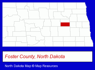 North Dakota map, showing the general location of Pipestem Creek