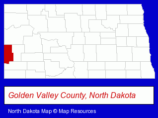 North Dakota map, showing the general location of Prairie Fire Pottery