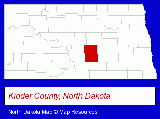 North Dakota map, showing the general location of Steele School