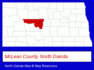 North Dakota map, showing the general location of Max Public School District