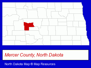 North Dakota map, showing the general location of Dakota Gasification Company