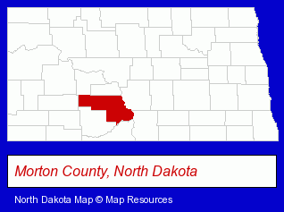 North Dakota map, showing the general location of Southwest Mutual Insurance Company